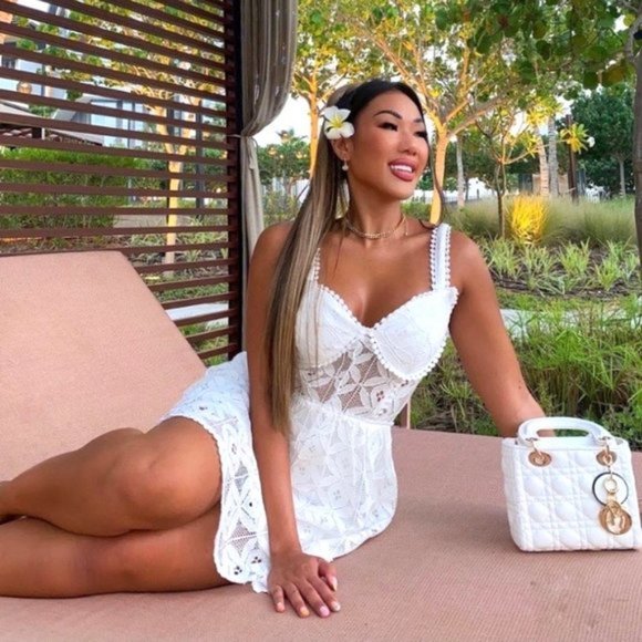 White Lace Sleeveless Bustier Fit and Flare Mini Dress - Picture 3 of 5